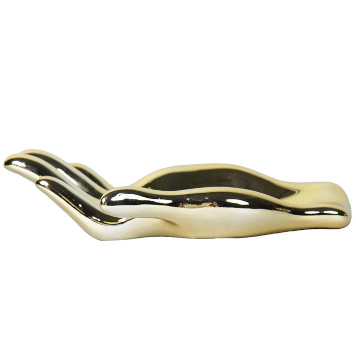 Ceramic Hand Sculpture In Gold - Functional And Decorative Piece For Your Home