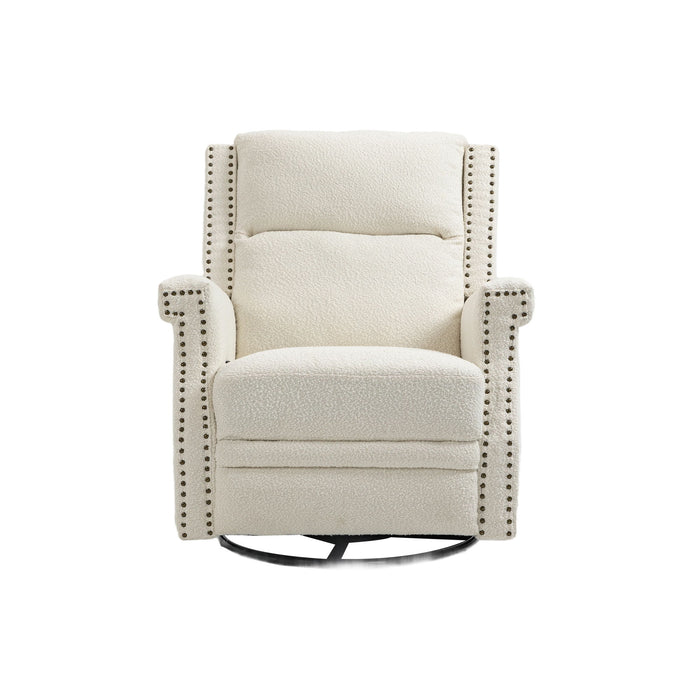 Swivel Recliner Chair, 360 Degree Swivel Leisure Chair, Leisure Arm Chair, Nursery Rocking Chairs, Manual Reclining Chair - Beige
