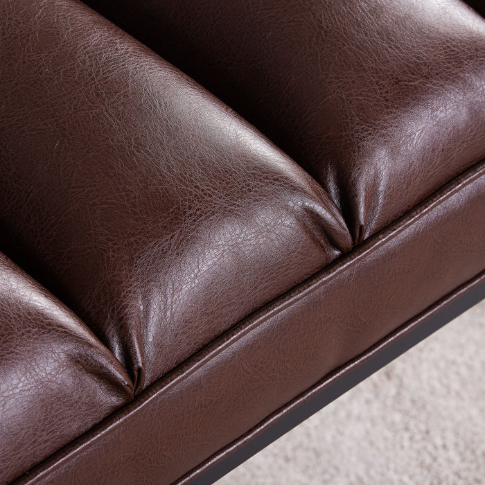 Metal Base Upholstered Bench For Bedroom For Entryway - Dark Brown