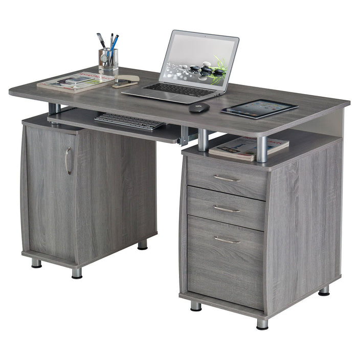 Techni Mobili Complete Workstation Computer Desk With Storage, Gray