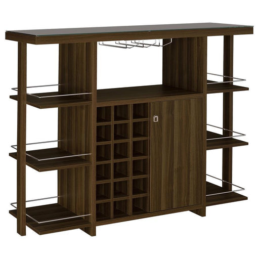 Evelio - Bar Unit With Wine Bottle Storage - Walnut Unique Piece Furniture