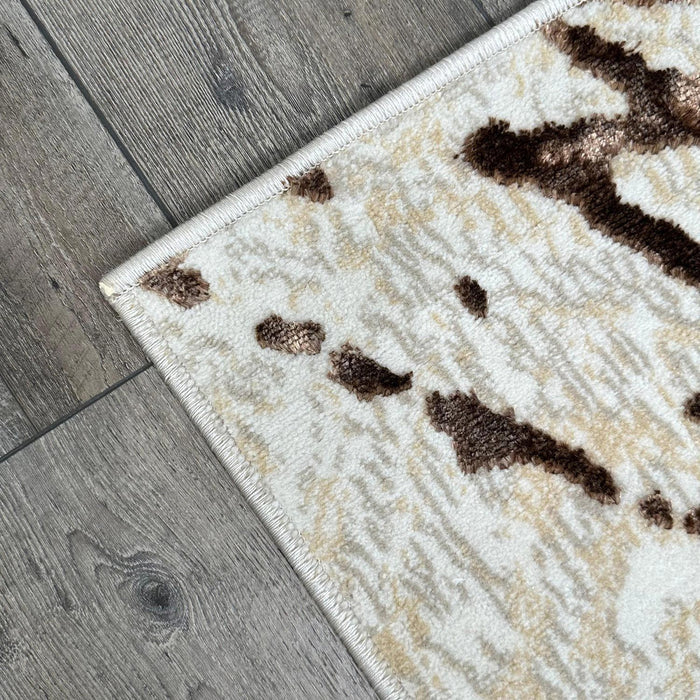 Shifra - Luxury Area Rug In Beige And Gray With Bronze Abstract Design