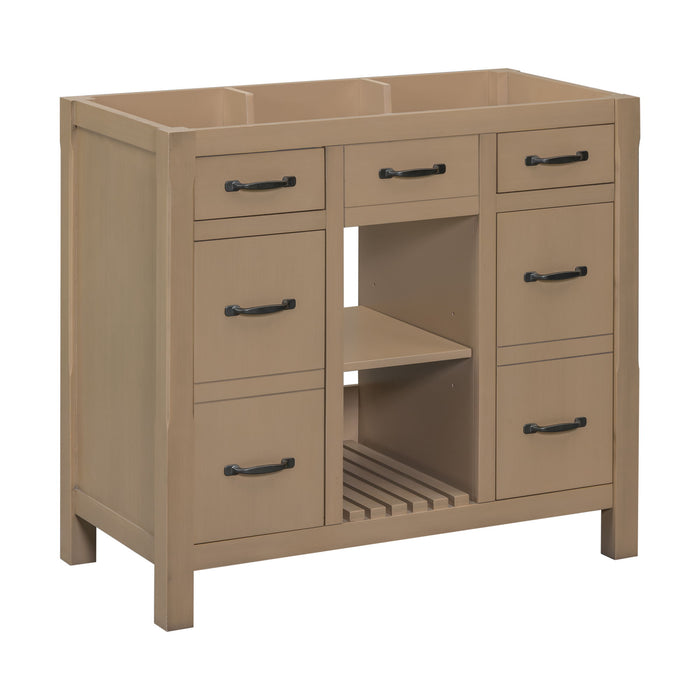 Bathroom Vanity Without Sink, Modern Bathroom Storage Cabinet With 2 Drawers And 2 Cabinets, Solid Wood Frame Bathroom Cabinet (Not Include Basin) - Wood
