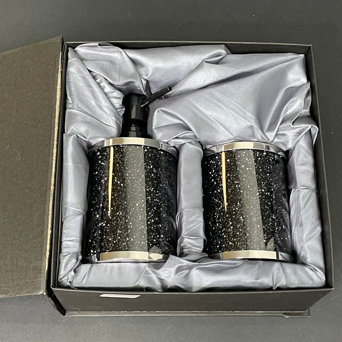 Ambrose Exquisite 2 Piece Soap Dispenser And Toothbrush Holder In Gift Box - Black