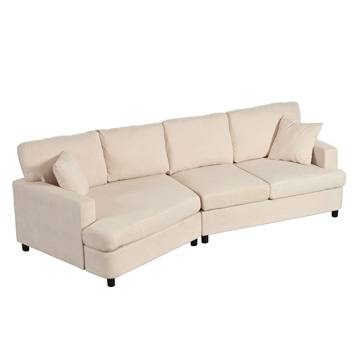 U_Style 3 Seat Streamlined Sofa With Removable Back And Seat Cushions And 2 Pillows, For Living Room, Office, Apartment