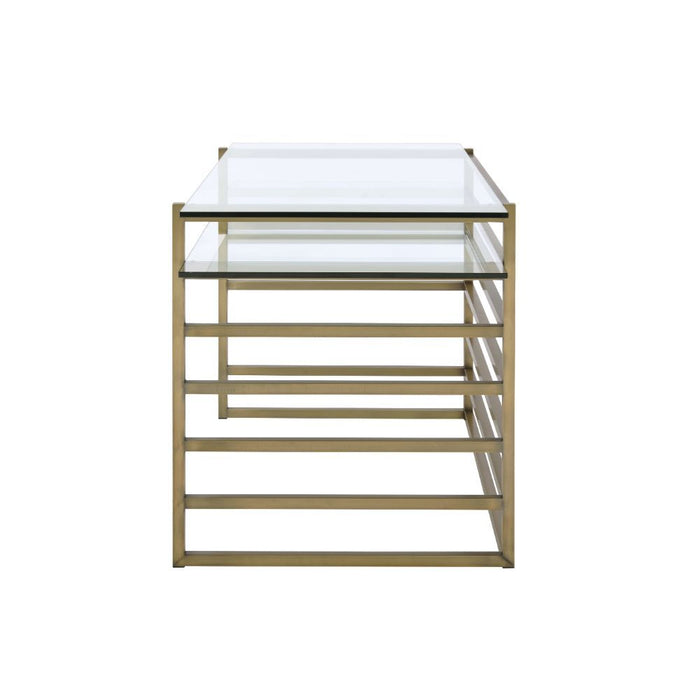 Shona - Desk - Antique Gold & Clear Glass Unique Piece Furniture