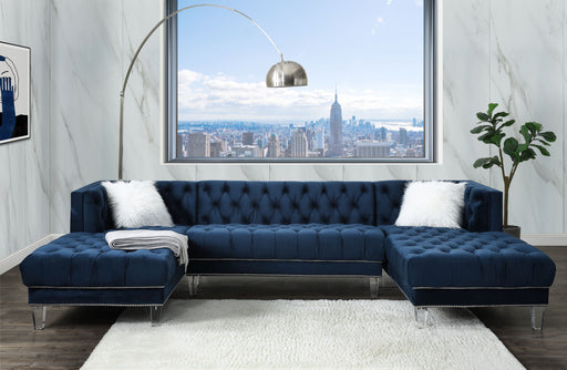 Ezamia - Sectional Sofa - Navy Blue Velvet Unique Piece Furniture