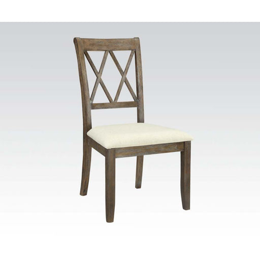 Claudia - Side Chair (Set of 2) - Beige Linen & Salvage Brown Unique Piece Furniture