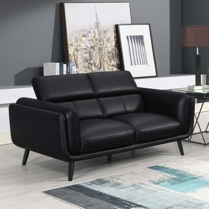 Shania - Track Arms Loveseat With Tapered Legs - Black Unique Piece Furniture