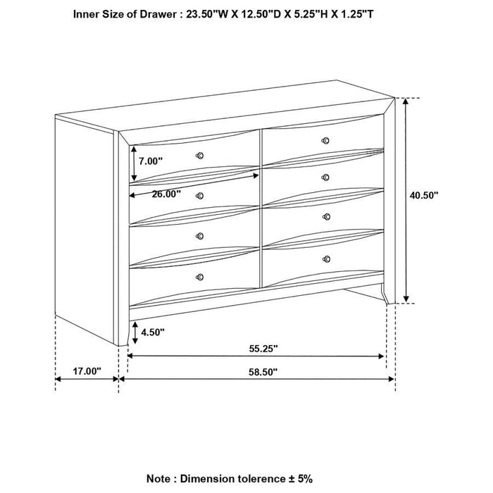Briana - Rectangular 8-Drawer Dresser - Black Unique Piece Furniture