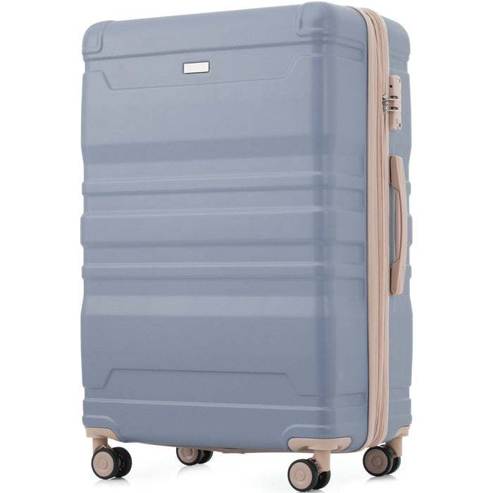 Luggage Sets New Model Expandable Abs Hardshell 3 Pieces Clearance Luggage Hardside Lightweight Durable Suitcase Sets Spinner Wheels Suitcase With Tsa Lock 20''24''28'' (Light Blue And Golden)