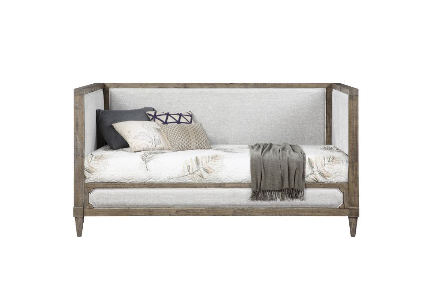 Artesia - Daybed - Tan Fabric & Salvaged Natural Finish Unique Piece Furniture