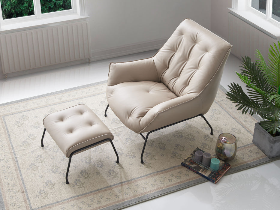 Acme Zusa Accent Chair, Khaki Top Grain Leather