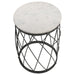 Tereza - Round Accent Table With Marble Top - White And Black Unique Piece Furniture