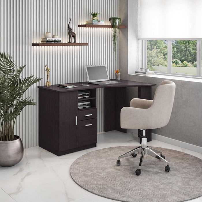 Techni Mobili Classic Office Desk With Storage, Espresso