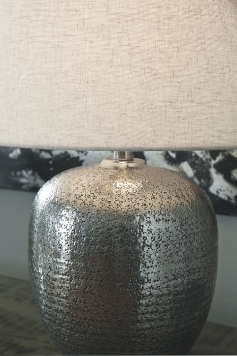 Magalie - Antique Silver Finish - Metal Table Lamp Unique Piece Furniture