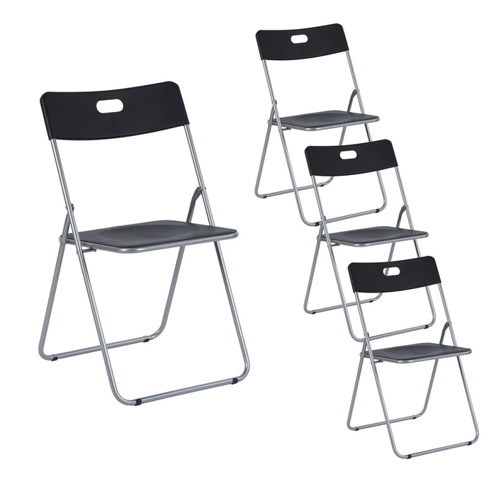 4 Pieces Plastic Folding Chairs Comfortable Event Chairs Modern Party Chairs Lightweight Durable Foldable Chair For Home Office Outdoor Indoor, Black