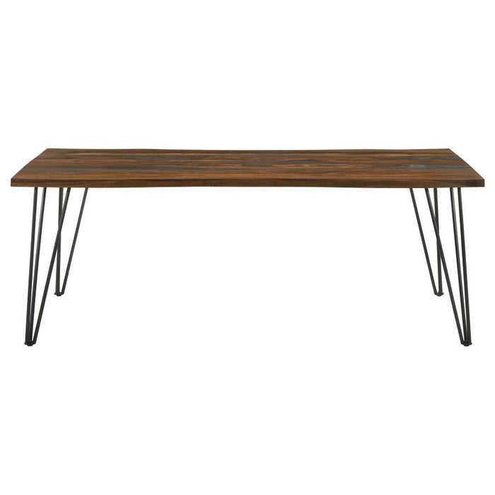 Neve - Live-Edge Dining Table With Hairpin Legs - Sheesham Gray And Gunmetal Unique Piece Furniture