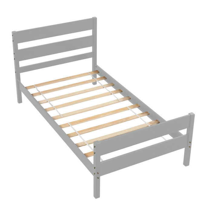 Twin Bed With Headboard And Footboard - Grey