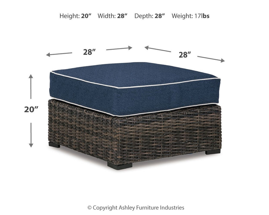 Grasson - Brown / Blue - Ottoman With Cushion Unique Piece Furniture