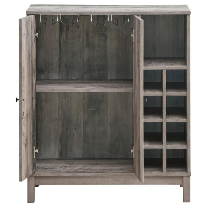Cheyenne - 2-Door Wine Cabinet With Stemware Rack - Weathered Acacia Unique Piece Furniture
