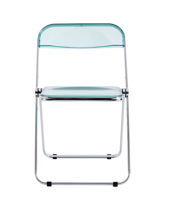 Blue Clear Transparent Folding Chair Pc Plastic Seat