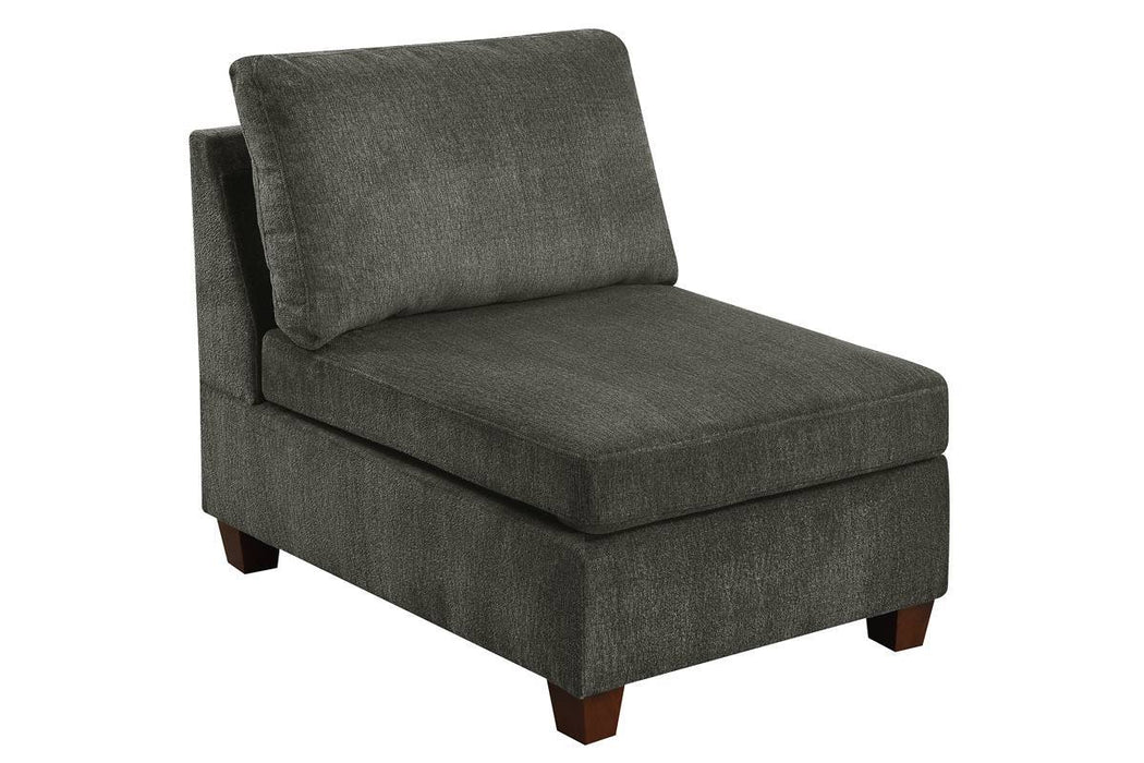 1 Piece Armless Chair Only Gray Chenille Fabric Modular Armless Chair Cushion Seat Living Room Furniture