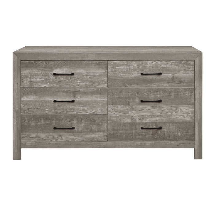 Modern Rustic Style Gray Finish 1 Piece Dresser Of 6X Drawers Bedroom Wooden Furniture