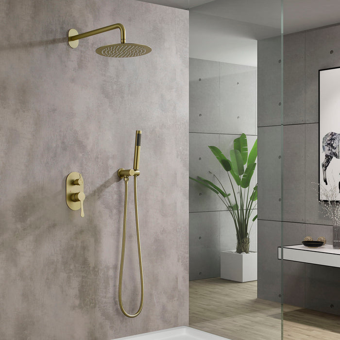 Complete Shower System With Rough-In Valve - Gold