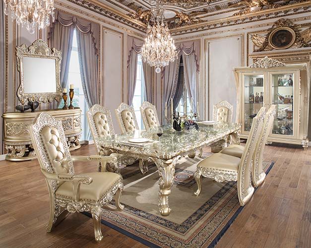 Vatican - Dining Chair (Set of 2) - PU & Champagne Silver Finish Unique Piece Furniture