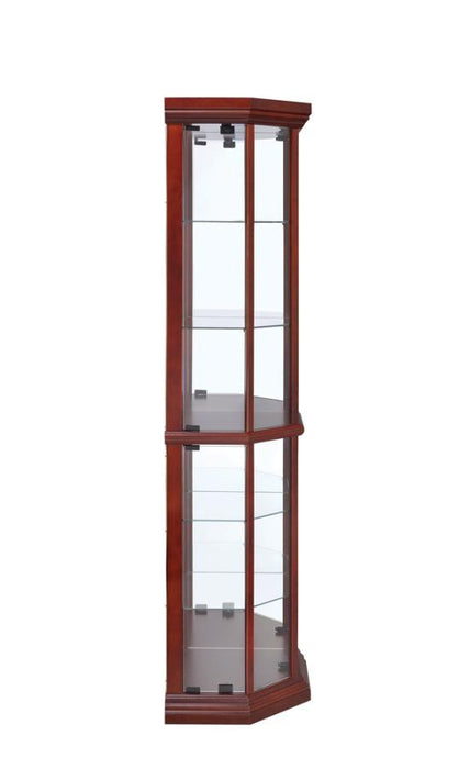 Appledale - 6-Shelf Corner Curio Cabinet - Medium Brown Unique Piece Furniture