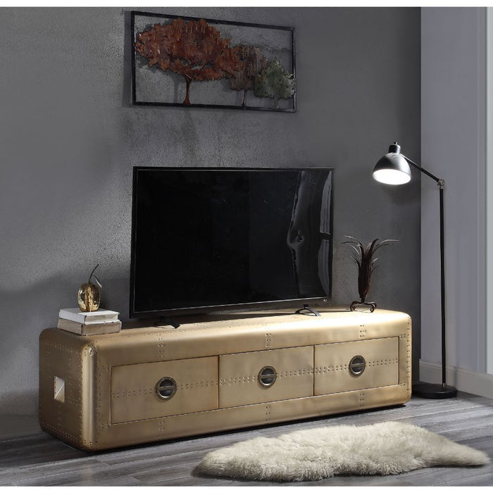 Jennavieve - TV Stand - Gold Aluminum Unique Piece Furniture