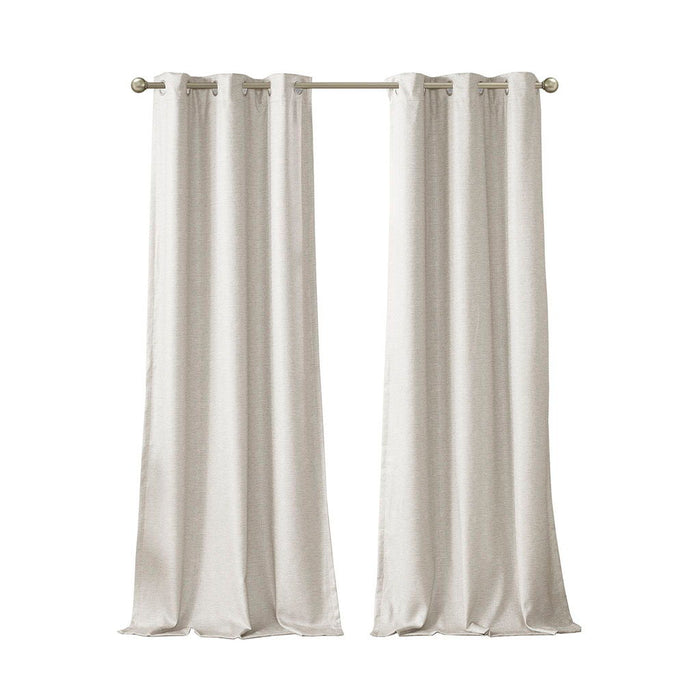 Tonal Printed Faux Silk Total Blackout Curtain Panel Pair - Ivory