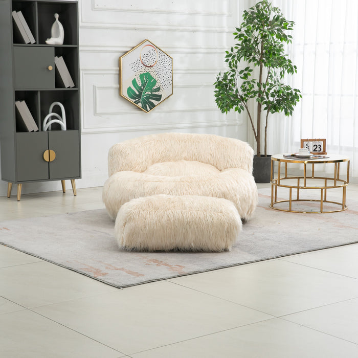 Coolmore Bean Bag Chair Faux Fur Lazy Sofa /Footstool Durable Comfort Lounger High Back Bean Bag Chair Couch For Adults And Kids