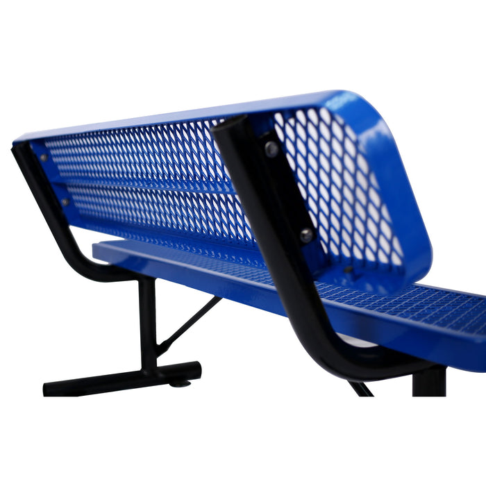 6 Ft. Outdoor Steel Bench With Backrest Blue