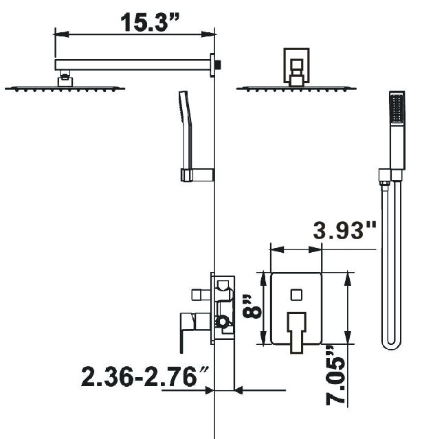 Complete Shower System With Rough-In Valve