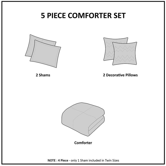 Metallic Printed And Pintucked Comforter - Plum
