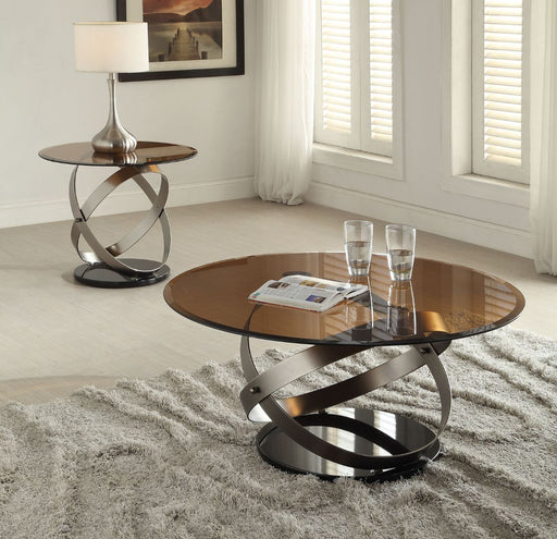 Olly - Coffee Table - Satin/Black & Smoky Glass Unique Piece Furniture