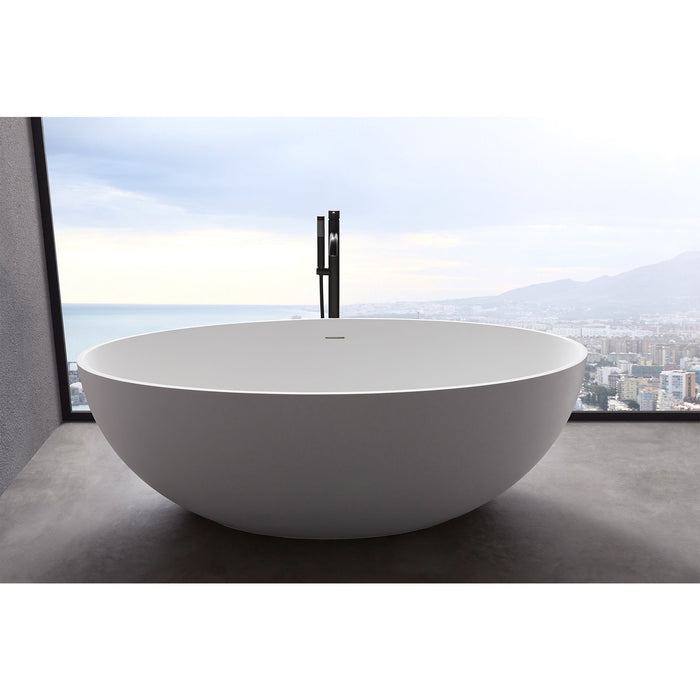 1700Mm Artificial Stone Solid Surface Freestanding Bathroom Adult Bathtub 40" Extra Wide - White