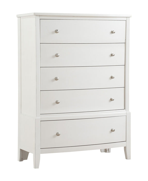 Transitional Style Antique White Finish 1 Piece Chest Of 5 Drawers Birch Veneer Wooden Bedroom Furniture