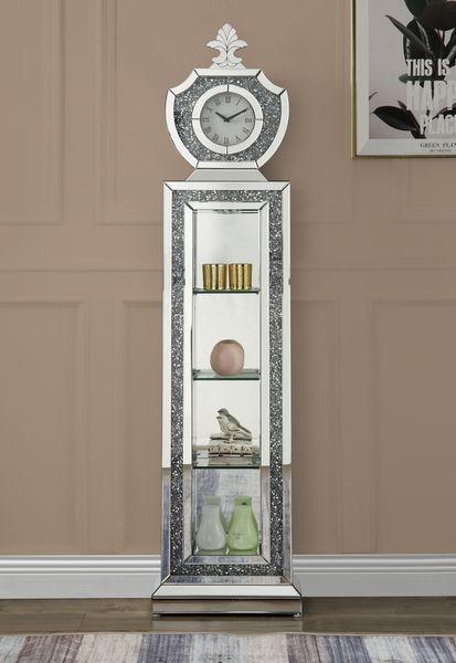 Noralie - Grandfather Clock - Mirrored - Wood - 63" Unique Piece Furniture