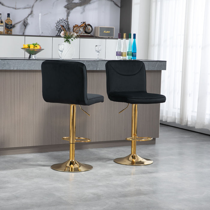 Coolmore Bar Stools, Back And Footrest Counter Height Dining Chairs (Set of 2) - Black / Gold