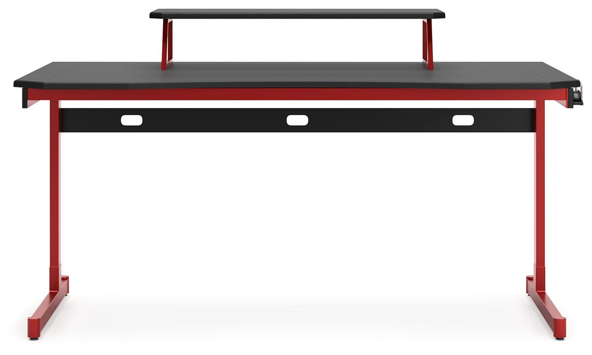 Lynxtyn - Red / Black - Home Office Desk With Raised Monitor Stand Unique Piece Furniture