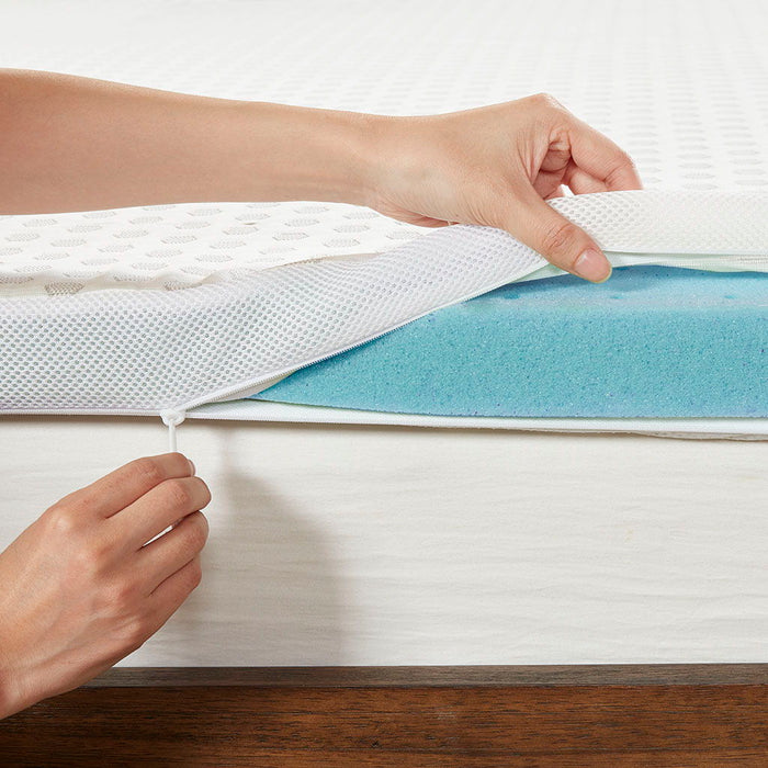 Reversible Hypoallergenic Cooling Mattress Topper - White