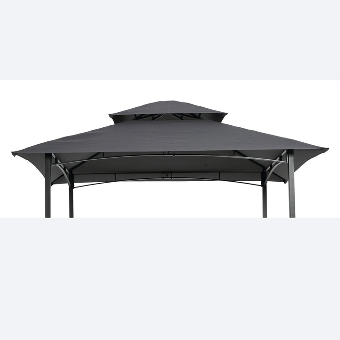 8X5 Ft Grill Gazebo Replacement Canopy, Double Tiered Bbq Tent Roof Top Cover - Gray