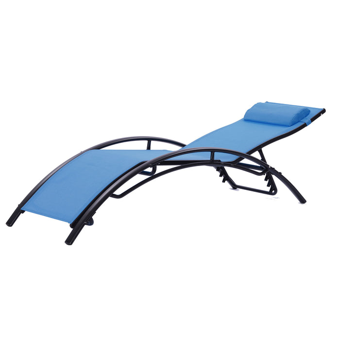 2 Pieces Set Chaise Lounges Outdoor Lounge Chair Lounger Recliner Chair For Patio Lawn Beach Pool Side Sunbathing