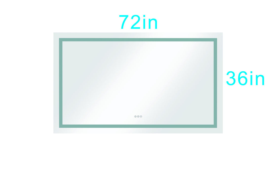 72" W X 36" H Frameless LED Single Bathroom Vanity Mirror In Polished Crystal\\N Bathroom Vanity LED Mirror With 3 Color Lights Mirror For Bathroom Wall 60" Smart Lighted Vanity Mirrors Dimm
