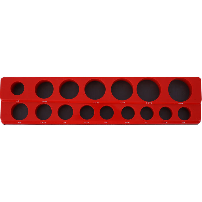 3 Piece Sae Magnetic Socket Organizers, Socket Organizers For Toolboxes, Socket Organizer, Magnetic Socket Holder, Black Tool Box Organizer, Red, Sae