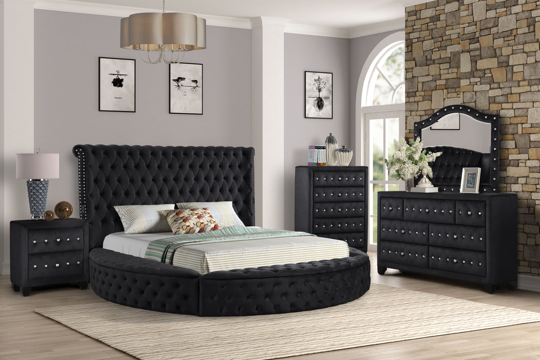 Hazel King 5 Pieces Bedroom Set Made With Wood In Black Color