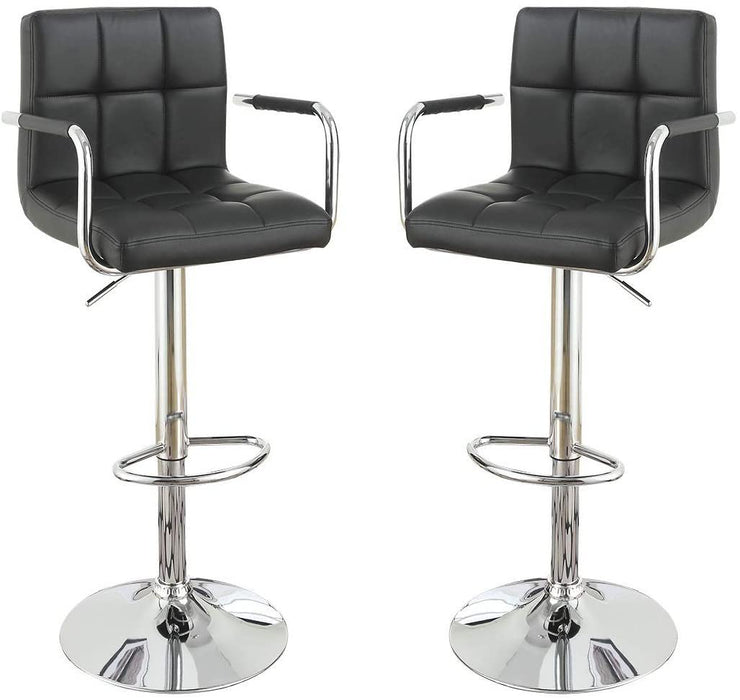 Black Faux Leather Bar Stool Counter Height Chairs (Set of 2) Adjustable Height Kitchen Island Stools